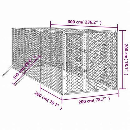 vidaXL 屋外用犬小屋 シルバー 2x6x2m 亜鉛メッキ鋼製動物&ペット用品 ペット用品 犬用品 犬小屋・ドッグラン(代引不可)