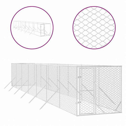 vidaXL 屋外用犬小屋 シルバー 2x14x2m 亜鉛メッキ鋼製Animals & Pet Supplies ペット用品 犬用品 犬小屋・ドッグラン(代引不可)