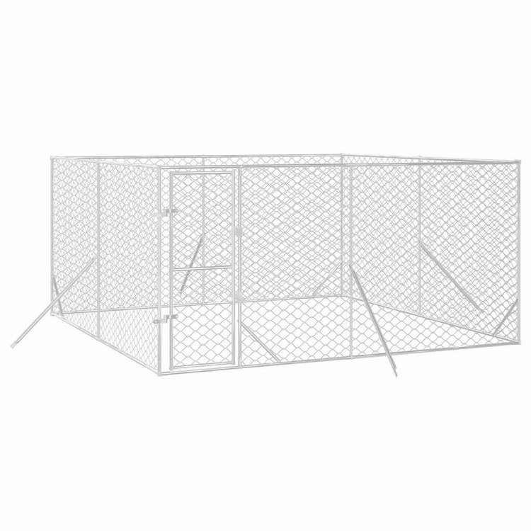 vidaXL 屋外用犬小屋 シルバー 4x4x2m 亜鉛メッキ鋼製動物&ペット用品 ペット用品 犬用品 犬小屋・ドッグラン(代引不可)