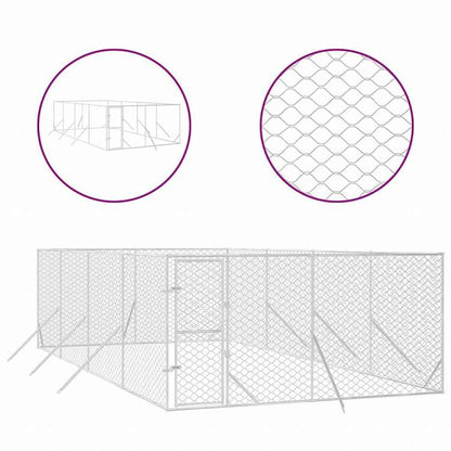 vidaXL 屋外用犬小屋 シルバー 4x8x2m 亜鉛メッキ鋼製Animals & Pet Supplies ペット用品 犬用品 犬小屋・ドッグラン(代引不可)