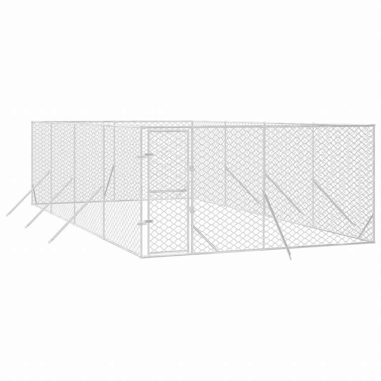 vidaXL 屋外用犬小屋 シルバー 4x8x2m 亜鉛メッキ鋼製Animals & Pet Supplies ペット用品 犬用品 犬小屋・ドッグラン(代引不可)
