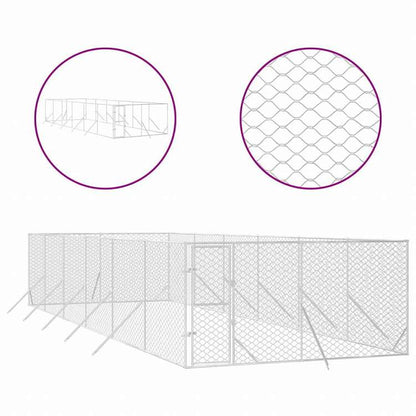 vidaXL 屋外用犬小屋 シルバー 4x12x2m 亜鉛メッキ鋼製Animals & Pet Supplies ペット用品 犬用品 犬小屋・ドッグラン(代引不可)