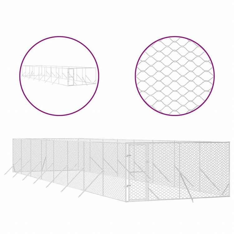 vidaXL 屋外用犬小屋 シルバー 4x16x2m 亜鉛メッキ鋼製Animals & Pet Supplies ペット用品 犬用品 犬小屋・ドッグラン(代引不可)