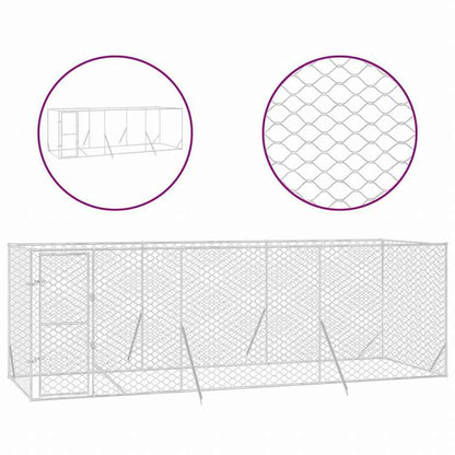 vidaXL 屋外用犬小屋 シルバー 6x2x2m 亜鉛メッキ鋼製動物&ペット用品 ペット用品 犬用品 犬小屋・ドッグラン(代引不可)