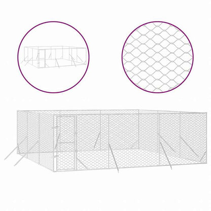 vidaXL 屋外用犬小屋 シルバー 6x6x2m 亜鉛メッキ鋼製Animals & Pet Supplies ペット用品 犬用品 犬小屋・ドッグラン(代引不可)