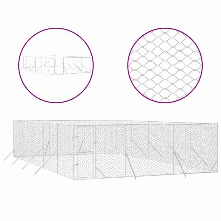 vidaXL 屋外用犬小屋 シルバー 6x10x2m 亜鉛メッキ鋼製動物&ペット用品 ペット用品 犬用品 犬小屋・ドッグラン(代引不可)