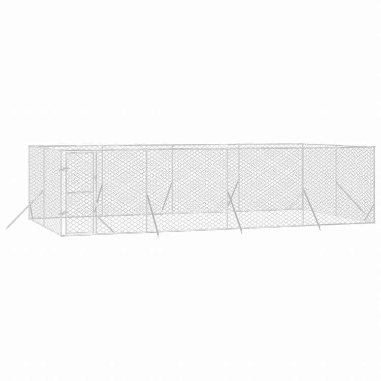 vidaXL 屋外用犬小屋 シルバー 8x4x2m 亜鉛メッキ鋼製動物&ペット用品 ペット用品 犬用品 犬小屋・ドッグラン(代引不可)