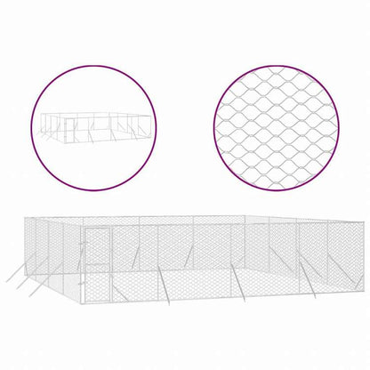 vidaXL 屋外用犬小屋 シルバー 8x8x2m 亜鉛メッキ鋼製動物&ペット用品 ペット用品 犬用品 犬小屋・ドッグラン(代引不可)