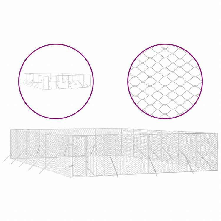 vidaXL 屋外用犬小屋 シルバー 8x12x2m 亜鉛メッキ鋼製Animals & Pet Supplies ペット用品 犬用品 犬小屋・ドッグラン(代引不可)