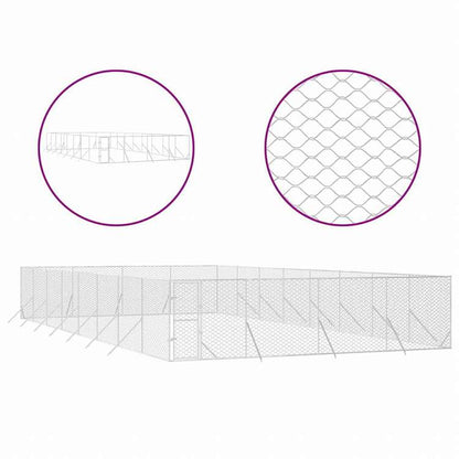 vidaXL 屋外用犬小屋 シルバー 8x16x2m 亜鉛メッキ鋼製動物&ペット用品 ペット用品 犬用品 犬小屋・ドッグラン(代引不可)