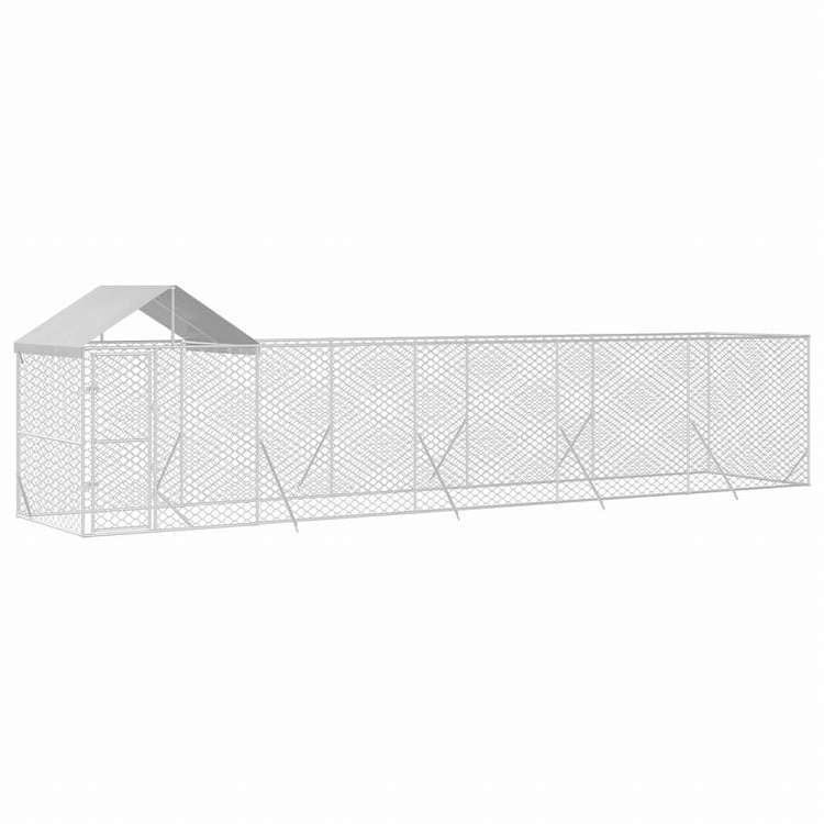 vidaXL 屋外犬小屋 屋根付き シルバー 10x2x2.5 m 亜鉛メッキ鋼製Animals & Pet Supplies ペット用品 犬用品 犬小屋・ドッグラン(代引不可)
