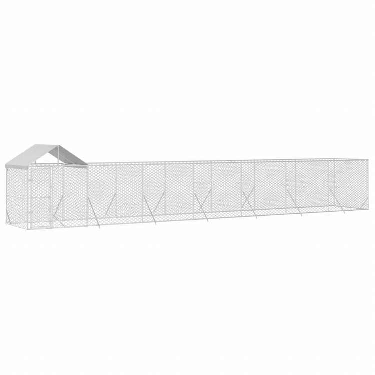 vidaXL 屋外犬小屋 屋根付き シルバー 14x2x2.5 m 亜鉛メッキ鋼製動物&ペット用品 ペット用品 犬用品 犬小屋・ドッグラン(代引不可)