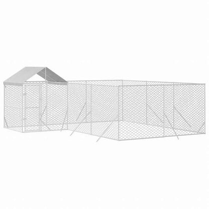 vidaXL 屋外犬小屋 屋根付き シルバー 6x6x2.5 m 亜鉛メッキ鋼製Animals & Pet Supplies ペット用品 犬用品 犬小屋・ドッグラン(代引不可)