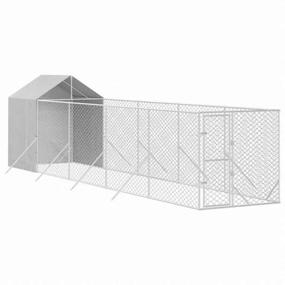 vidaXL 屋外犬小屋 屋根付き シルバー 2x10x2.5 m 亜鉛メッキ鋼製動物&ペット用品 ペット用品 犬用品 犬小屋・ドッグラン(代引不可)