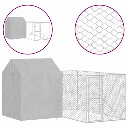 vidaXL 屋外犬小屋 屋根付き シルバー 4x4x2.5 m 亜鉛メッキ鋼製Animals & Pet Supplies ペット用品 犬用品 犬小屋・ドッグラン(代引不可)