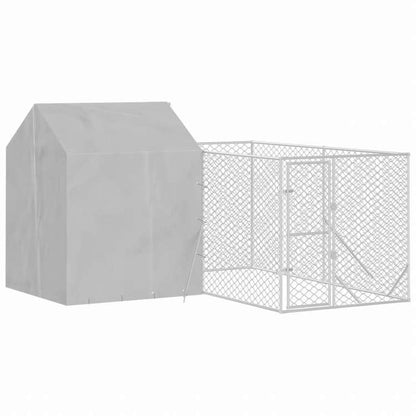 vidaXL 屋外犬小屋 屋根付き シルバー 4x4x2.5 m 亜鉛メッキ鋼製Animals & Pet Supplies ペット用品 犬用品 犬小屋・ドッグラン(代引不可)