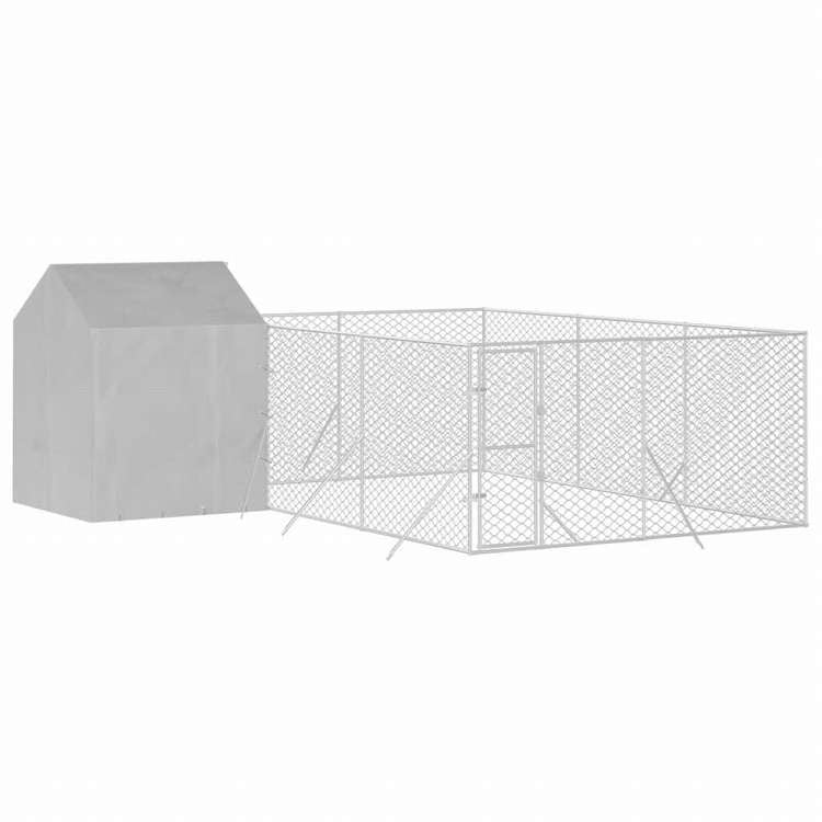 vidaXL 屋外犬小屋 屋根付き シルバー 6x6x2.5 m 亜鉛メッキ鋼製動物&ペット用品 ペット用品 犬用品 犬小屋・ドッグラン(代引不可)