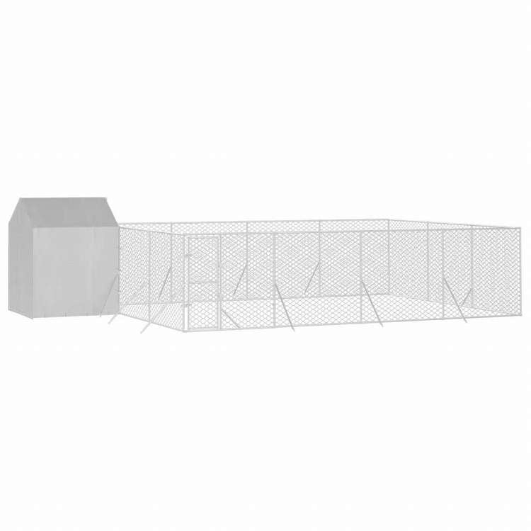vidaXL 屋外犬小屋 屋根付き シルバー 10x6x2.5 m 亜鉛メッキ鋼製動物&ペット用品 ペット用品 犬用品 犬小屋・ドッグラン(代引不可)