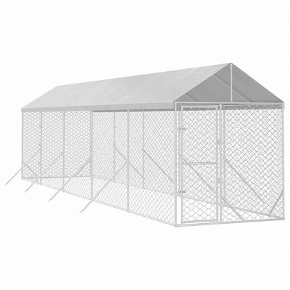 vidaXL 屋外犬小屋 屋根付き シルバー 2x10x2.5 m 亜鉛メッキ鋼製Animals & Pet Supplies ペット用品 犬用品 犬小屋・ドッグラン(代引不可)
