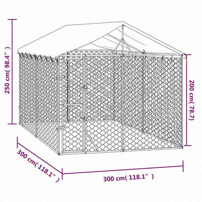 vidaXL 屋外犬小屋 屋根付き シルバー 3x3x2.5 m 亜鉛メッキ鋼製動物&ペット用品 ペット用品 犬用品 犬小屋・ドッグラン(代引不可)