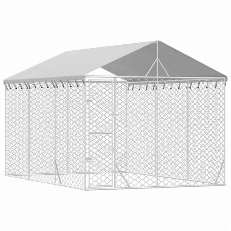 vidaXL 屋外犬小屋 屋根付き シルバー 3x4.5x2.5 m 亜鉛メッキ鋼製動物&ペット用品 ペット用品 犬用品 犬小屋・ドッグラン(代引不可)
