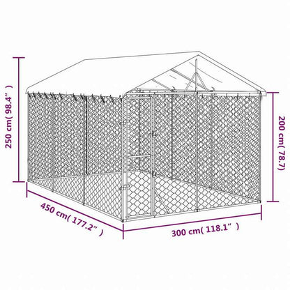 vidaXL 屋外犬小屋 屋根付き シルバー 3x4.5x2.5 m 亜鉛メッキ鋼製動物&ペット用品 ペット用品 犬用品 犬小屋・ドッグラン(代引不可)