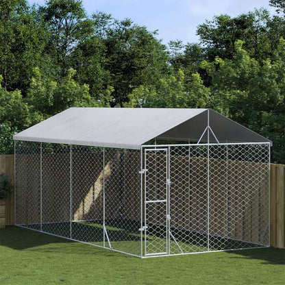 vidaXL 屋外犬小屋 屋根付き シルバー 3x6x2.5 m 亜鉛メッキ鋼製動物&ペット用品 ペット用品 犬用品 犬小屋・ドッグラン(代引不可)
