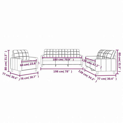 vidaXL ソファ3点セット クッション付 ダークグレー 布張り家具 ソファ(代引不可)