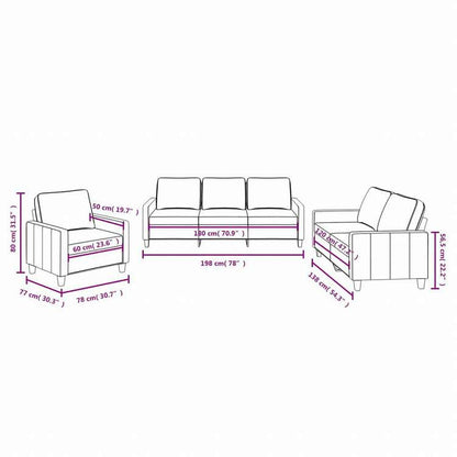 vidaXL ソファ3点セット クッション付 ダークグレー 布張り家具 ソファ(代引不可)