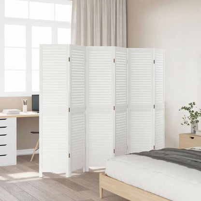 vidaXL パーティション 6枚パネルホワイト無垢材パウロウニア家具 間仕切り(代引不可)