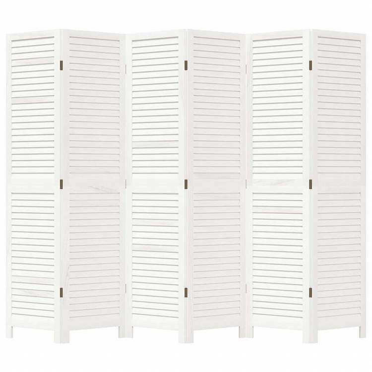 vidaXL パーティション 6枚パネルホワイト無垢材パウロウニア家具 間仕切り(代引不可)