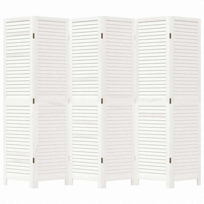 vidaXL パーティション 6枚パネルホワイト無垢材パウロウニア家具 間仕切り(代引不可)