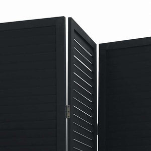 vidaXL パーティション 5枚パネルブラック無垢材パウロウニア家具 間仕切り(代引不可)