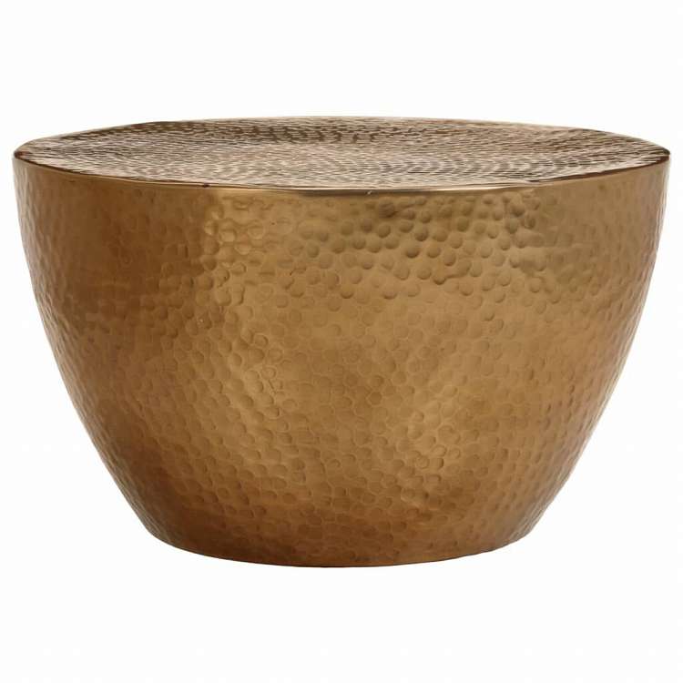 vidaXL コーヒーテーブル 槌目仕上げのアルミニウム O50x30cm 真ちゅう色家具 テーブル アクセントテーブル コーヒーテーブル(代引不可)