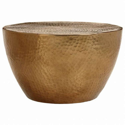 vidaXL コーヒーテーブル 槌目仕上げのアルミニウム O50x30cm 真ちゅう色家具 テーブル アクセントテーブル コーヒーテーブル(代引不可)