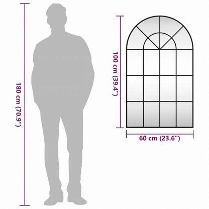 vidaXL ウォールミラー ブラック 60x100 cm アーチアイロンホーム&ガーデン デコレーション 鏡(代引不可)