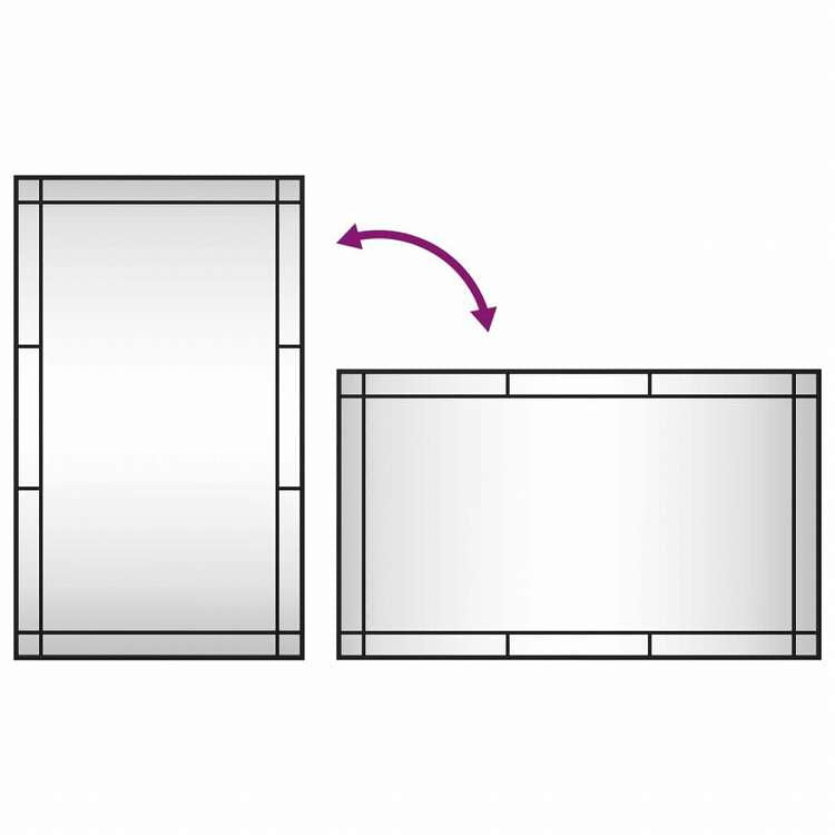 vidaXL ウォールミラー ブラック 60x100 cm 長方形 鉄製ホーム&ガーデン デコレーション 鏡(代引不可)