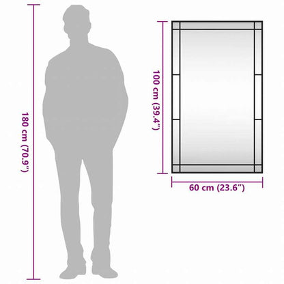 vidaXL ウォールミラー ブラック 60x100 cm 長方形 鉄製ホーム&ガーデン デコレーション 鏡(代引不可)