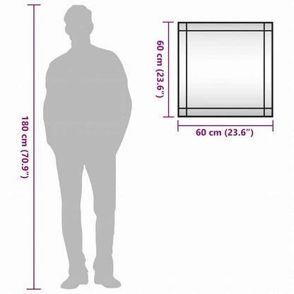 vidaXL ウォールミラー ブラック 60x60 cm 正方形 鉄製ホーム&ガーデン デコレーション 鏡(代引不可)