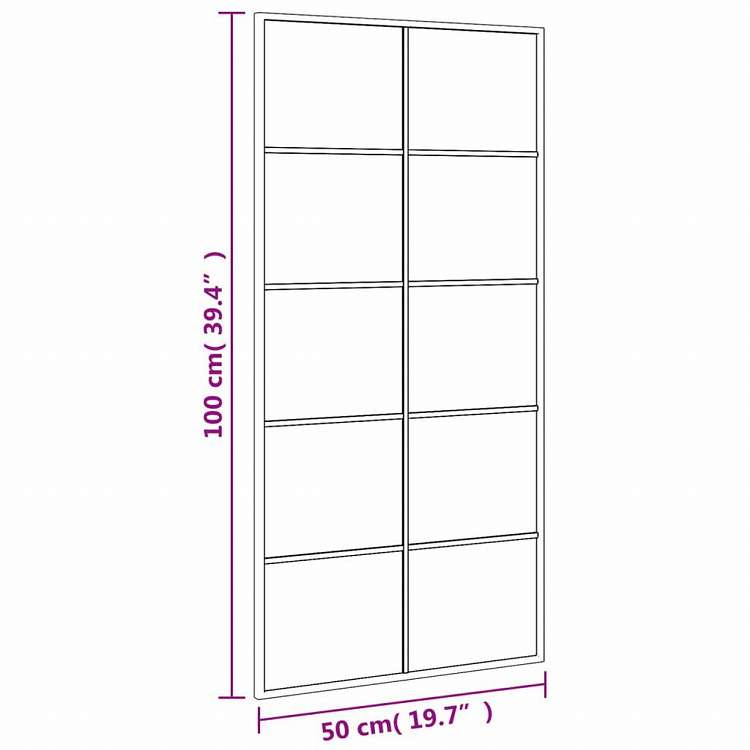 vidaXL ウォールミラー ブラック 50x100 cm 長方形 鉄製ホーム&ガーデン デコレーション 鏡(代引不可)