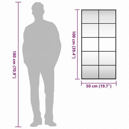 vidaXL ウォールミラー ブラック 50x100 cm 長方形 鉄製ホーム&ガーデン デコレーション 鏡(代引不可)