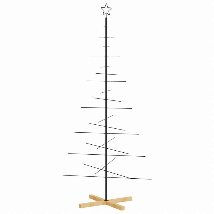 vidaXL 金属製クリスマスツリー 木製ベース付き ブラック 180cmホーム&ガーデン デコレーション シーズン&ホリデーデコレーション クリスマスツリー(代引不可)