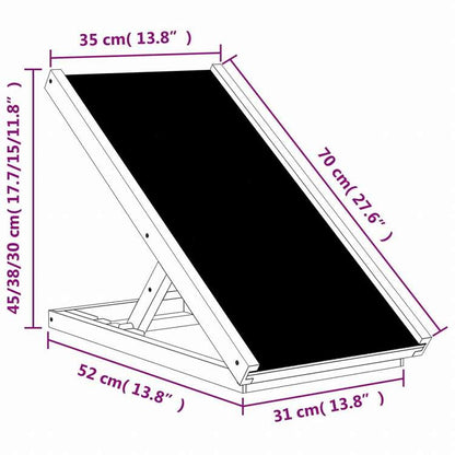 vidaXL 犬用スロープ グレー 70x35 cm モミ無垢材Animals & Pet Supplies ペット用品 ペットステップ・スロープ(代引不可)