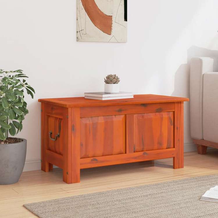 vidaXL 収納チェスト ふた付き ブラウン アカシア無垢材家具 キャビネット&収納 収納チェスト(代引不可)