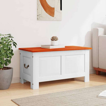 vidaXL 収納チェスト ふた付き ブラウン&ホワイト アカシア無垢材家具 キャビネット&収納 収納チェスト(代引不可)