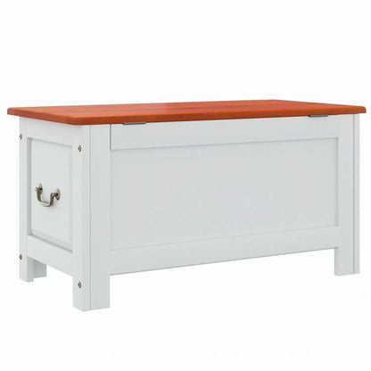 vidaXL 収納チェスト ふた付き ブラウン&ホワイト アカシア無垢材家具 キャビネット&収納 収納チェスト(代引不可)