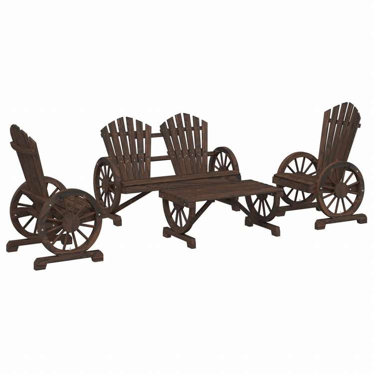 vidaXL ガーデンラウンジ4点セット モミ無垢材家具 アウトドア家具 屋外家具セット(代引不可)