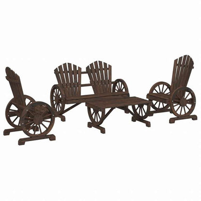 vidaXL ガーデンラウンジ4点セット モミ無垢材家具 アウトドア家具 屋外家具セット(代引不可)