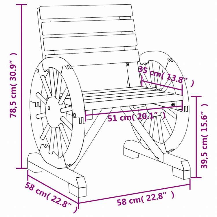 vidaXL ガーデンチェア2点 58x58x78.5 cm モミ無垢材家具 アウトドア家具 屋外椅子 屋外用組み合わせソファセット(代引不可)