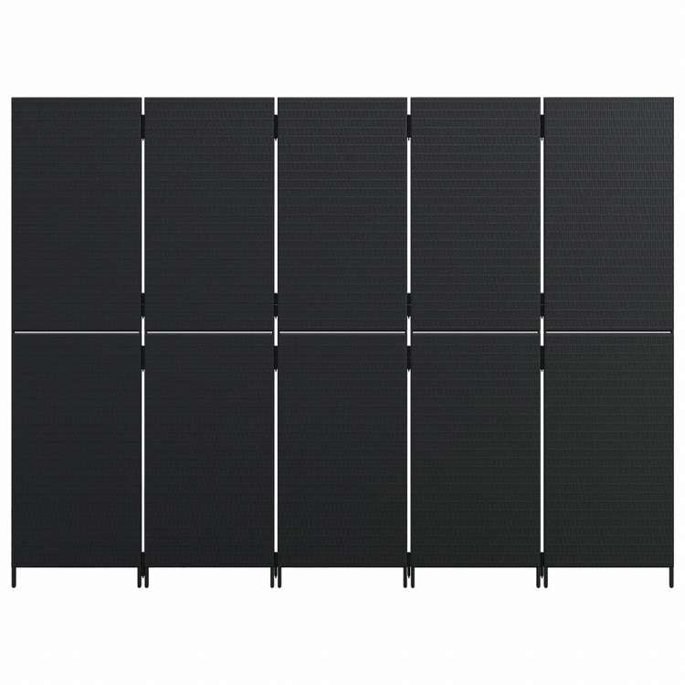 vidaXL 間仕切り 5パネル ブラック ポリラタン家具 間仕切り(代引不可)